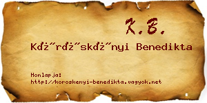 Köröskényi Benedikta névjegykártya